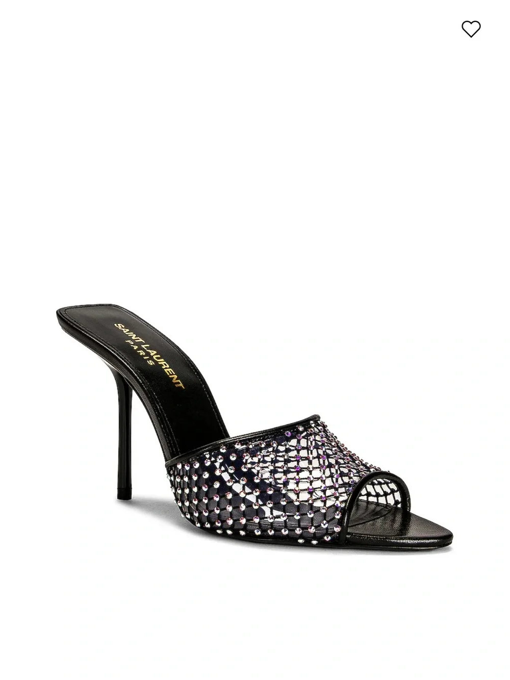 Saint Laurent Black Crystal-Embellished Mesh Mules - Picture 6 of 7